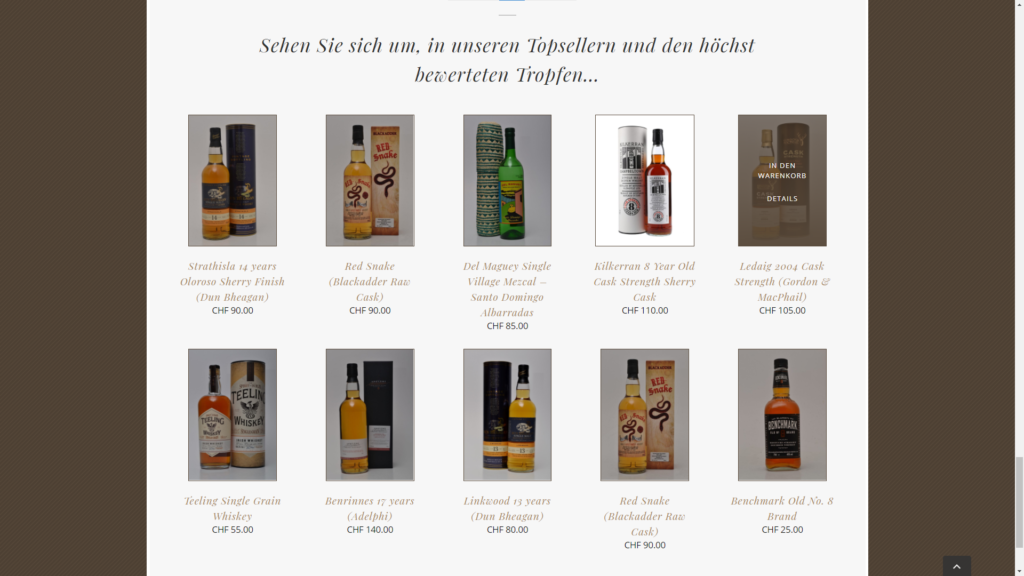 Startseite der Website city-whisky.ch