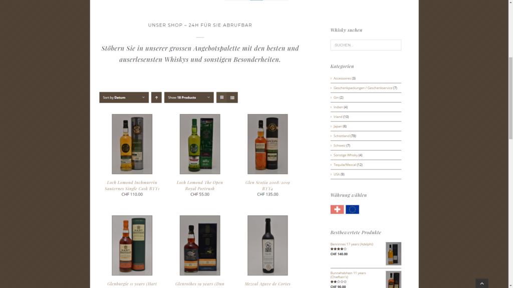 Startseite der Website city-whisky.ch