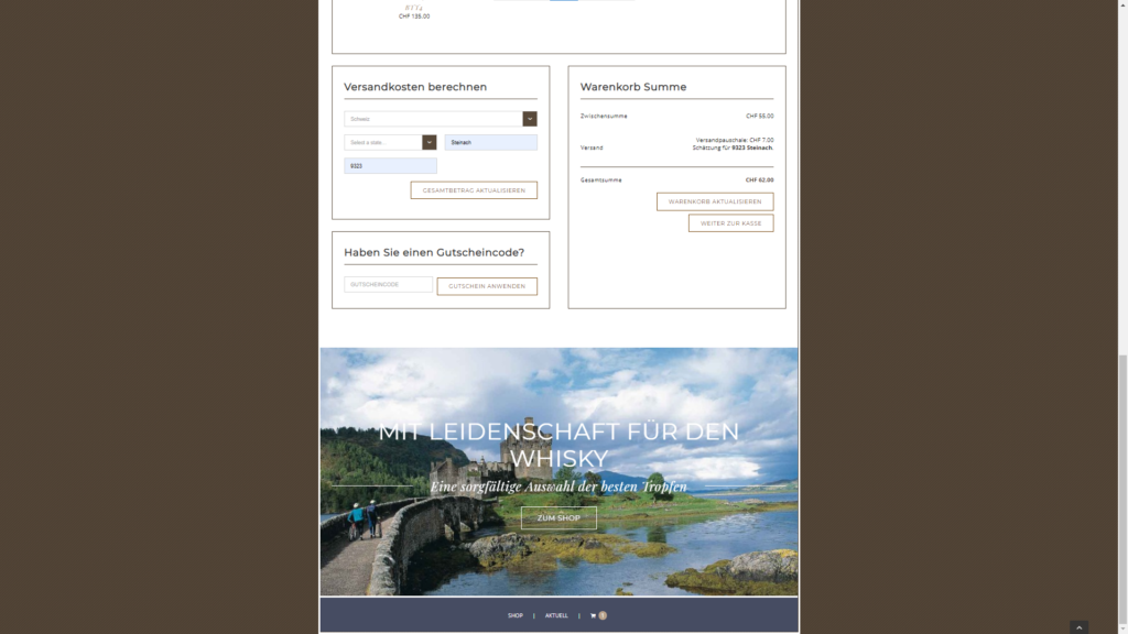 Startseite der Website city-whisky.ch