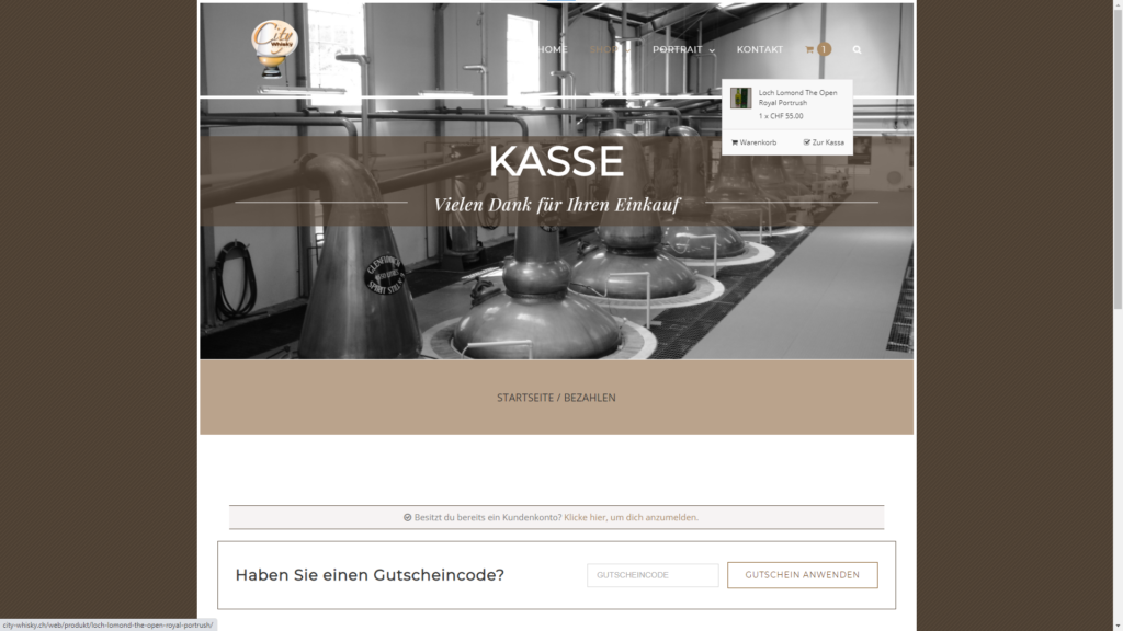 Startseite der Website city-whisky.ch