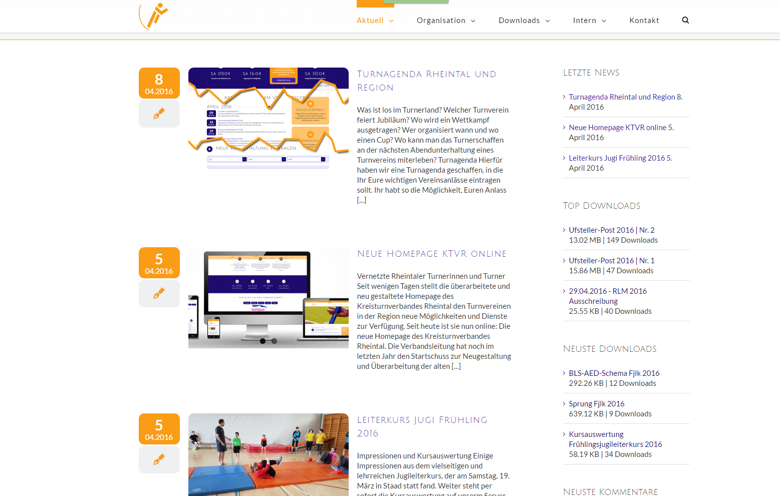 Website des Kreisturnverbands Rheintal