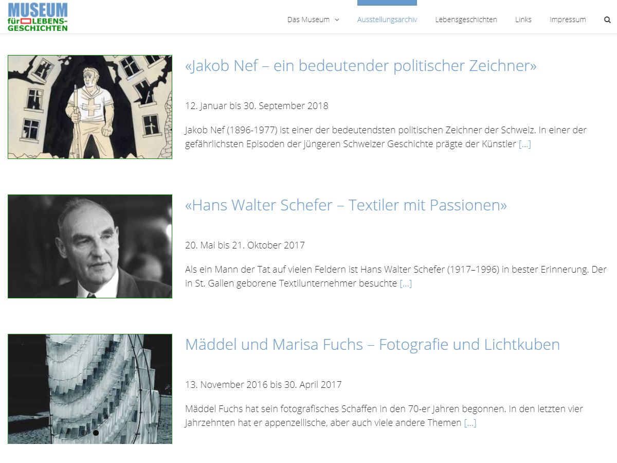 Website museumfuerlebensgeschichten.ch