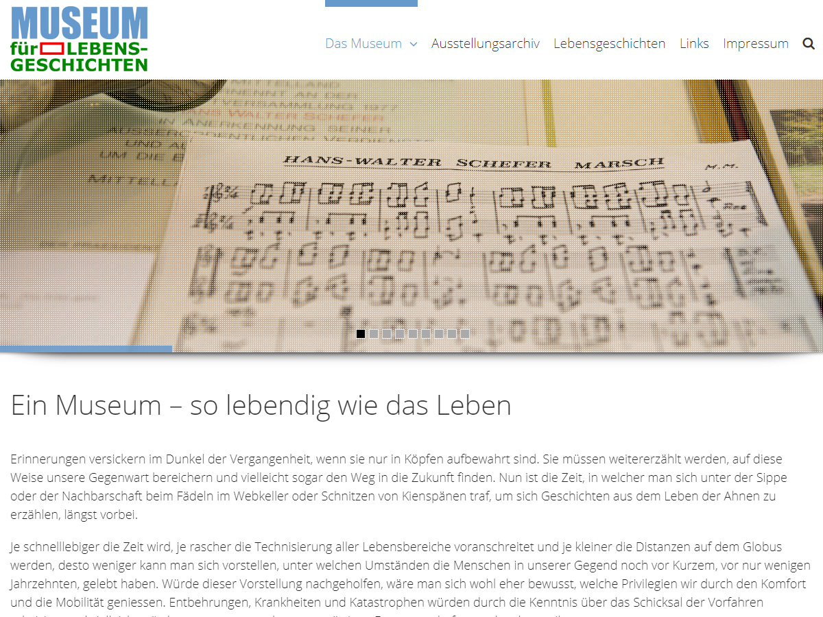 Website museumfuerlebensgeschichten.ch