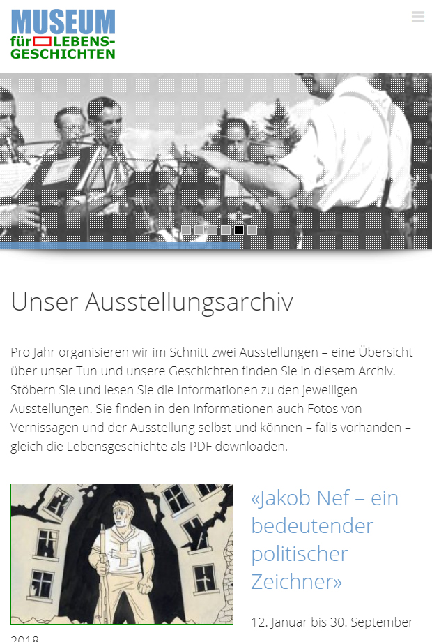 Website museumfuerlebensgeschichten.ch