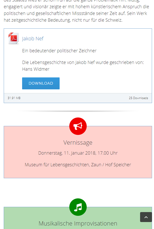 Website museumfuerlebensgeschichten.ch
