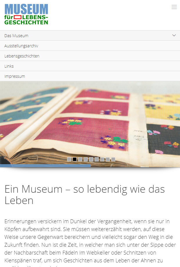 Website museumfuerlebensgeschichten.ch