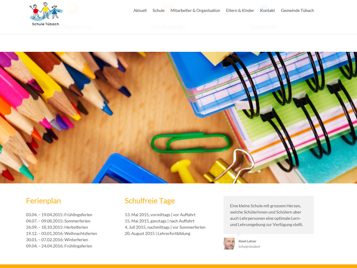 Startseite der Website Schule Tübach