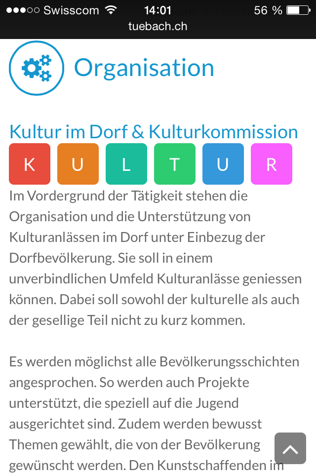 Website tuebach.ch