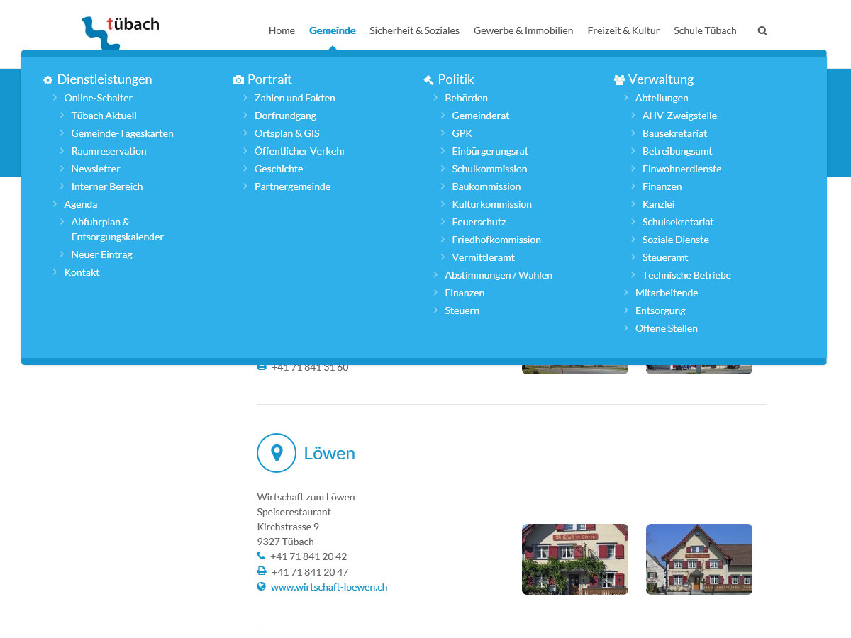 Website tuebach.ch
