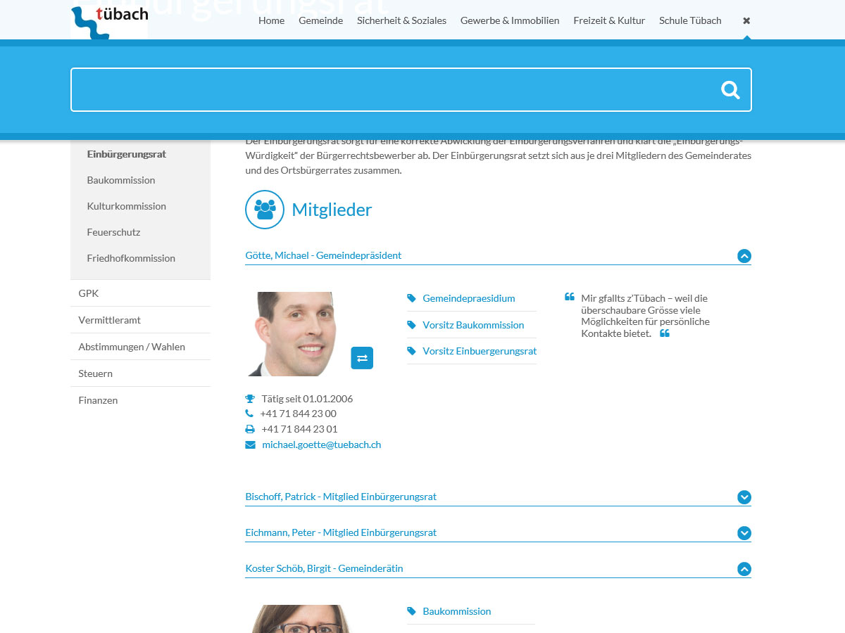 Website tuebach.ch